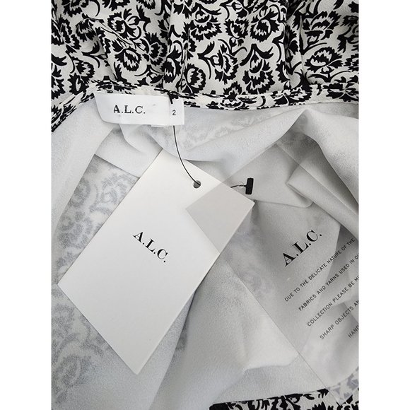 A.L.C. NWT Black White Flutter Tie Silk ALC Skirt 2 - Picture 5 of 6